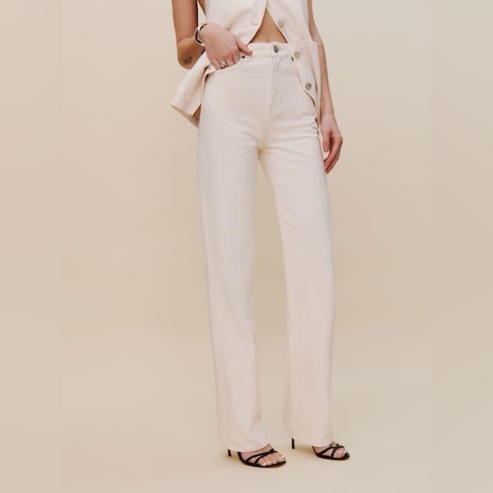 REFORMATION Wilder High Rise‎ Wide Leg Ivory Jeans Size 25